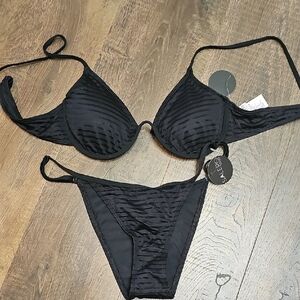 Black Textured Bikini Set S/L